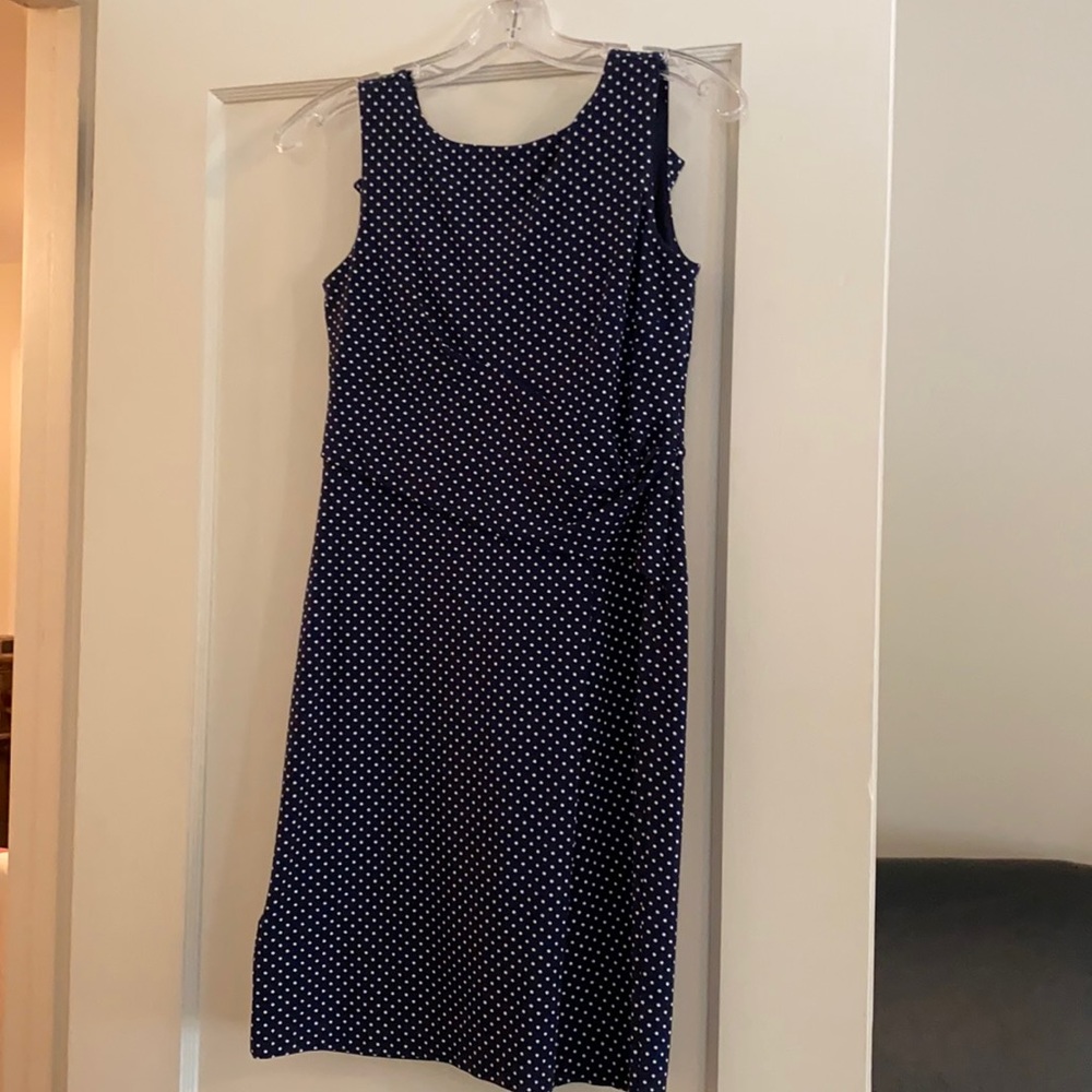 Navy Polk A Dot Sleeveless Dress Ann Taylor